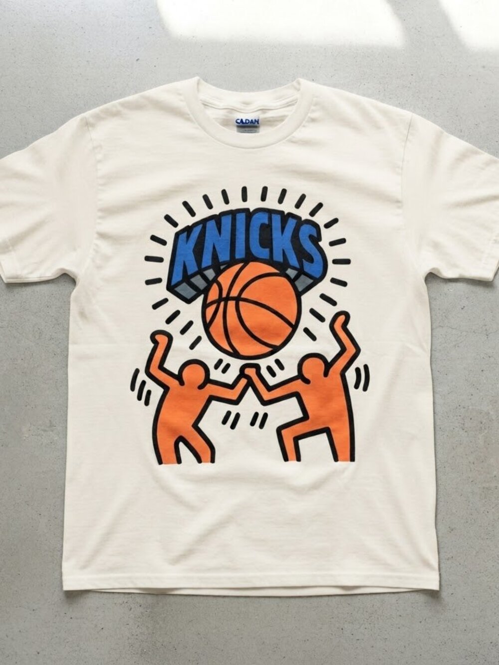 New York Knicks Keith Haring Style White T-Shirt S-5XL
